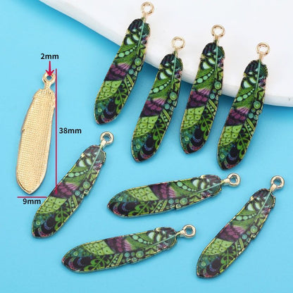 5PCS Feather Collection Charm For Jewelry Making Findings