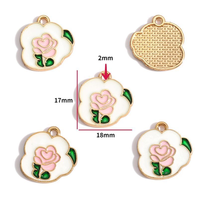 5PCS Pink Valentines Theme Collection Charm For Jewelry Making Findings