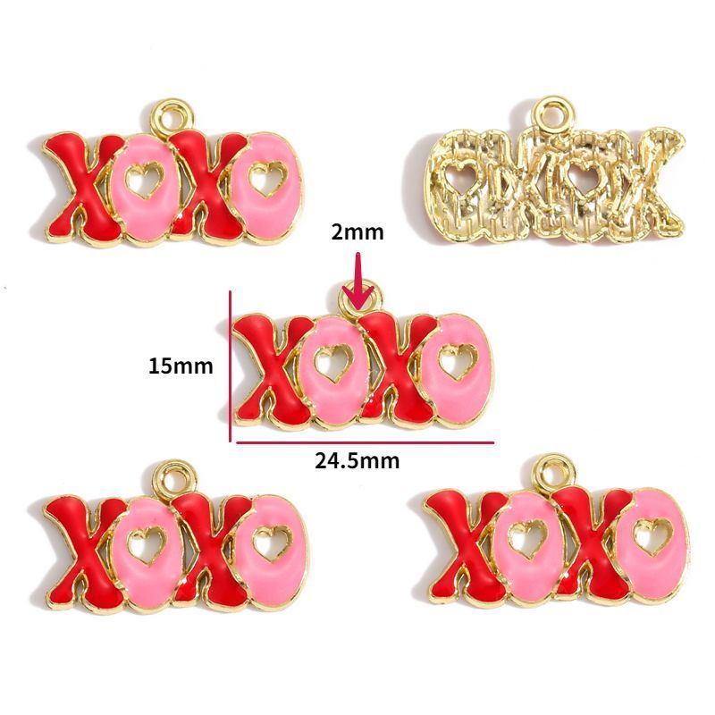 5PCS Pink Valentines Theme Collection Charm For Jewelry Making Findings