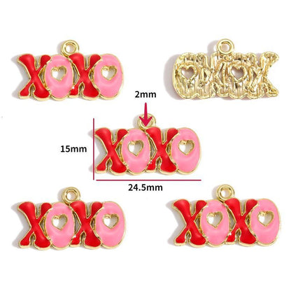 5PCS Pink Valentines Theme Collection Charm For Jewelry Making Findings