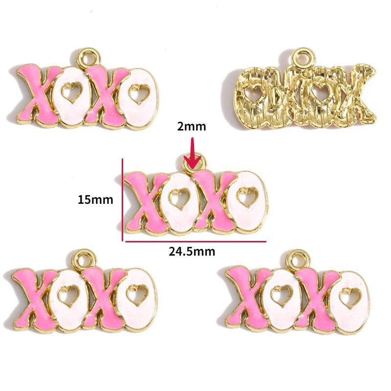 5PCS Pink Valentines Theme Collection Charm For Jewelry Making Findings