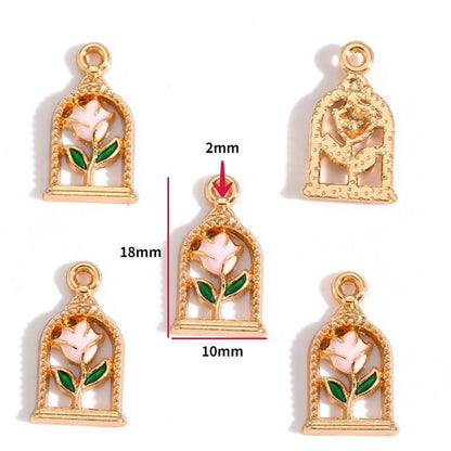 5PCS Pink Valentines Theme Collection Charm For Jewelry Making Findings