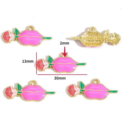 5PCS Pink Valentines Theme Collection Charm For Jewelry Making Findings