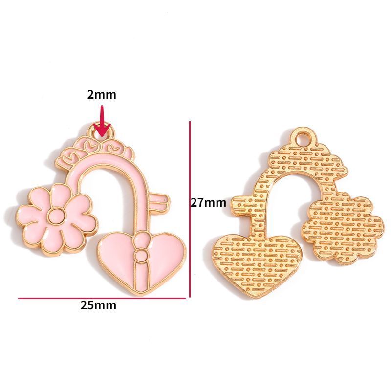 5PCS Pink Valentines Theme Collection Charm For Jewelry Making Findings
