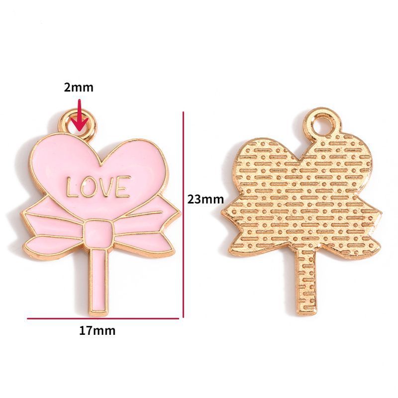 5PCS Pink Valentines Theme Collection Charm For Jewelry Making Findings