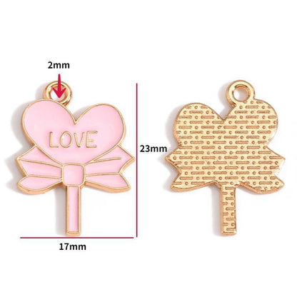 5PCS Pink Valentines Theme Collection Charm For Jewelry Making Findings