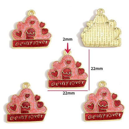 5PCS Pink Valentines Theme Collection Charm For Jewelry Making Findings