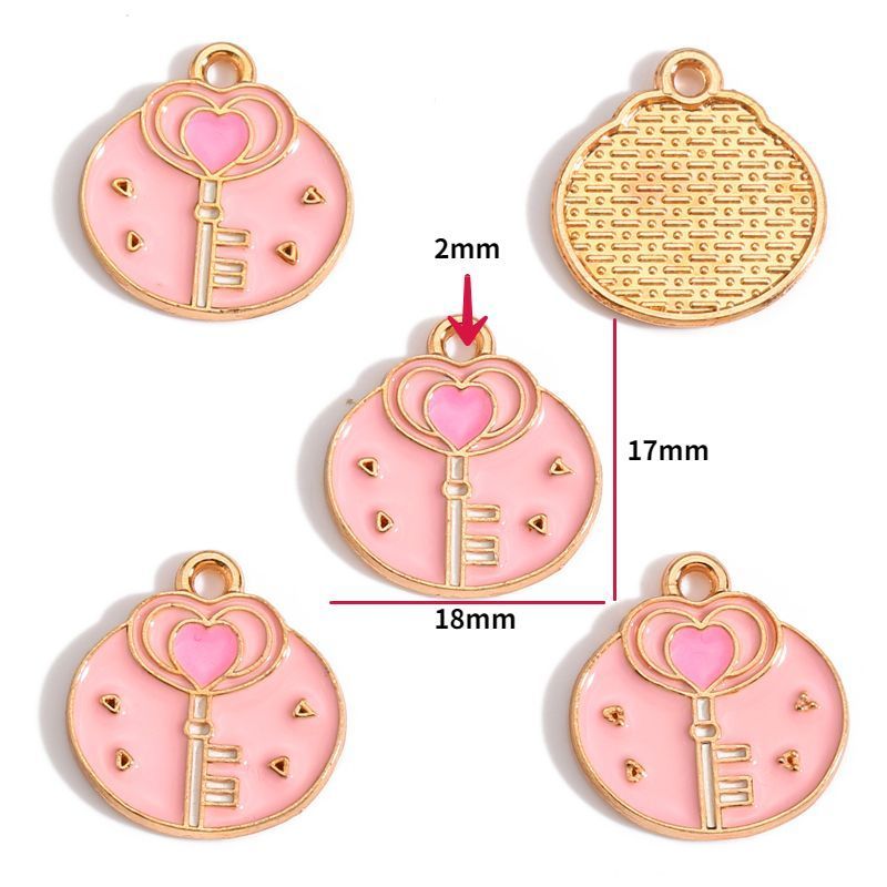 5PCS Pink Valentines Theme Collection Charm For Jewelry Making Findings