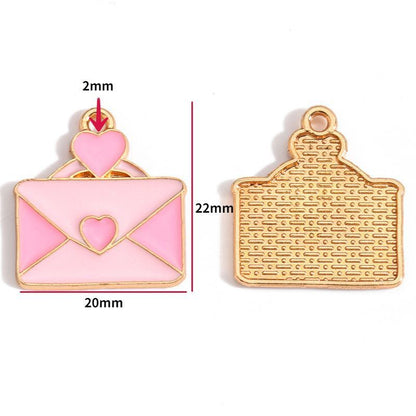 5PCS Pink Valentines Theme Collection Charm For Jewelry Making Findings