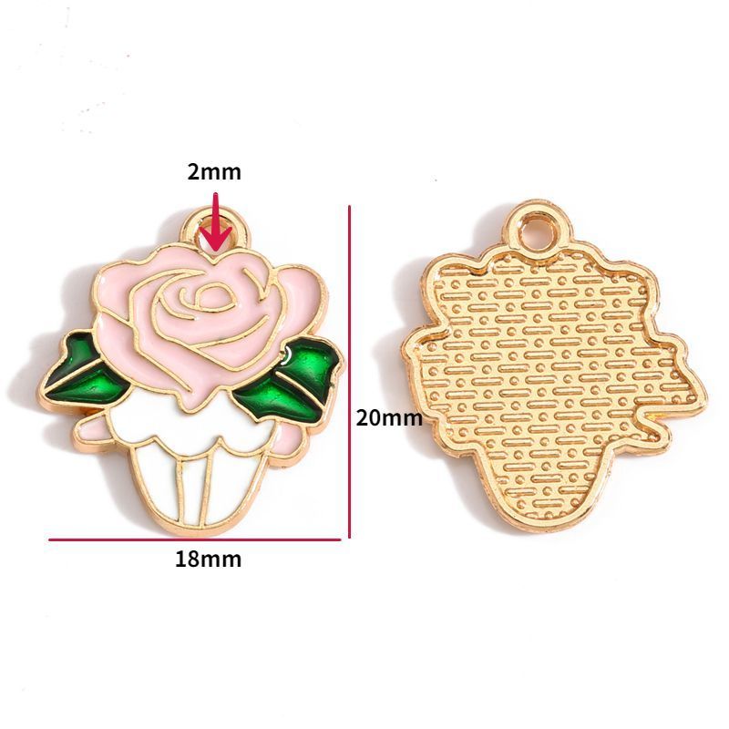 5PCS Pink Valentines Theme Collection Charm For Jewelry Making Findings