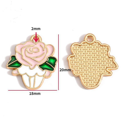 5PCS Pink Valentines Theme Collection Charm For Jewelry Making Findings