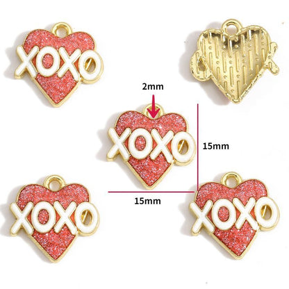 5PCS Pink Valentines Theme Collection Charm For Jewelry Making Findings