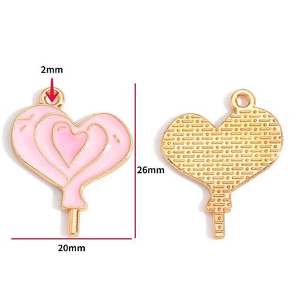 5PCS Pink Valentines Theme Collection Charm For Jewelry Making Findings