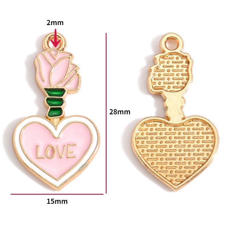 5PCS Pink Valentines Theme Collection Charm For Jewelry Making Findings