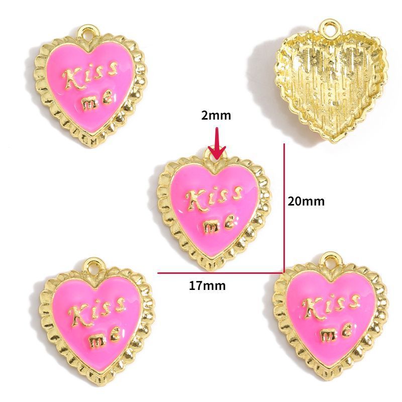 5PCS Pink Valentines Theme Collection Charm For Jewelry Making Findings