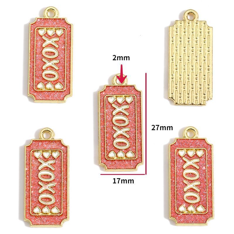 5PCS Pink Valentines Theme Collection Charm For Jewelry Making Findings