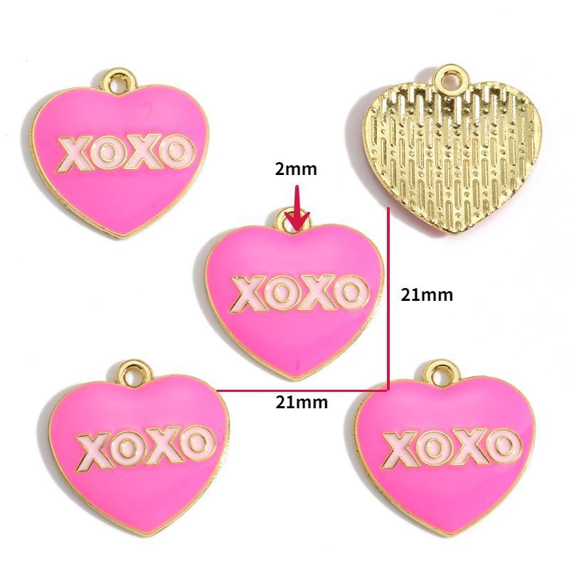 5PCS Pink Valentines Theme Collection Charm For Jewelry Making Findings