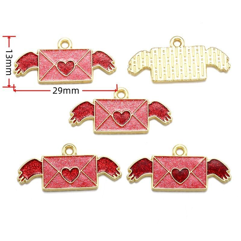 5PCS Pink Valentines Theme Collection Charm For Jewelry Making Findings