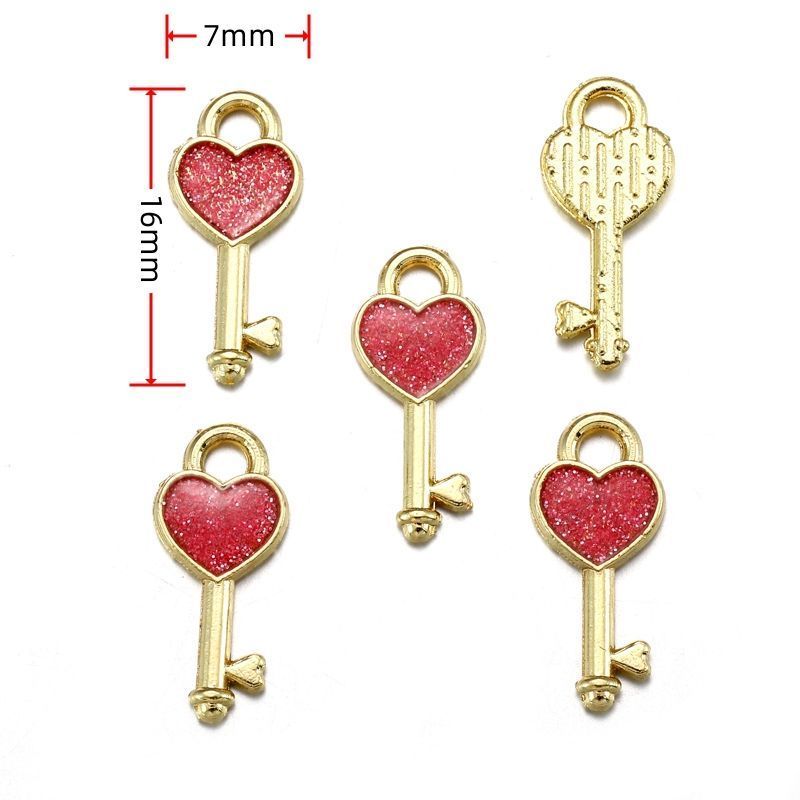 5PCS Pink Valentines Theme Collection Charm For Jewelry Making Findings