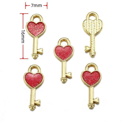 5PCS Pink Valentines Theme Collection Charm For Jewelry Making Findings