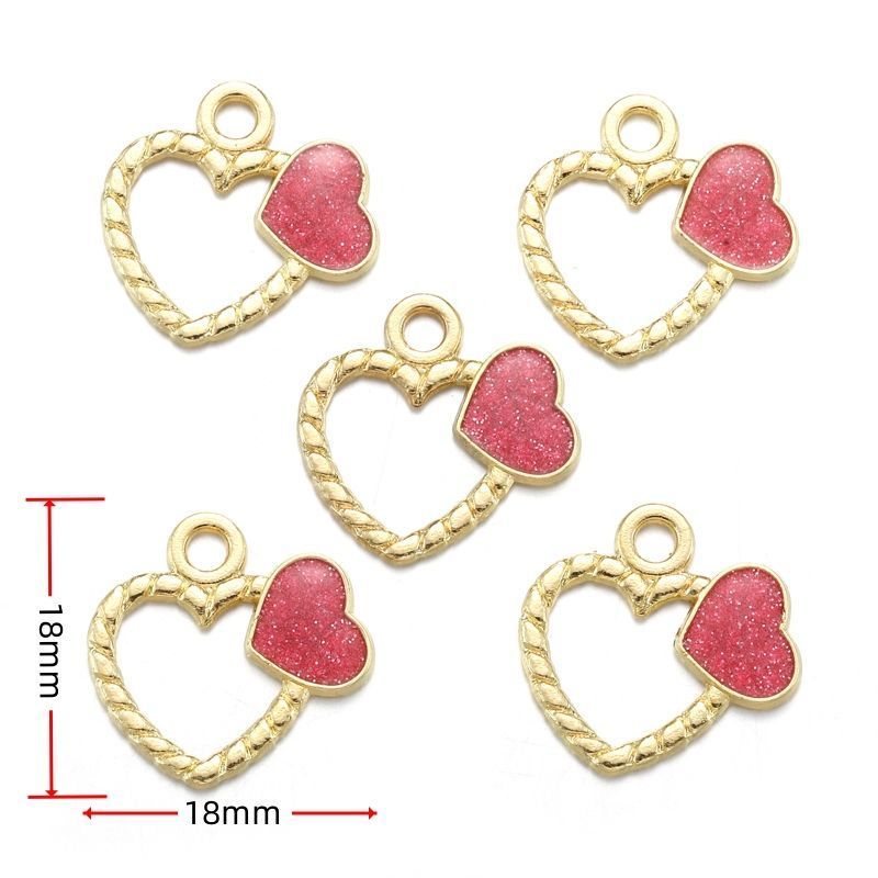 5PCS Pink Valentines Theme Collection Charm For Jewelry Making Findings