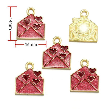 5PCS Pink Valentines Theme Collection Charm For Jewelry Making Findings