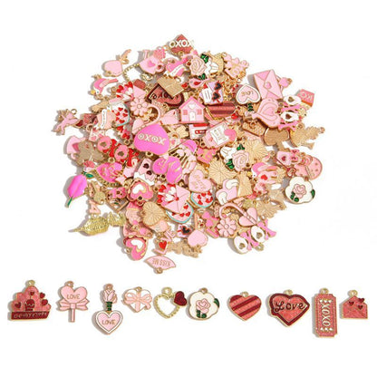 5PCS Pink Valentine's Day Collection Charm For Jewelry Making Findings