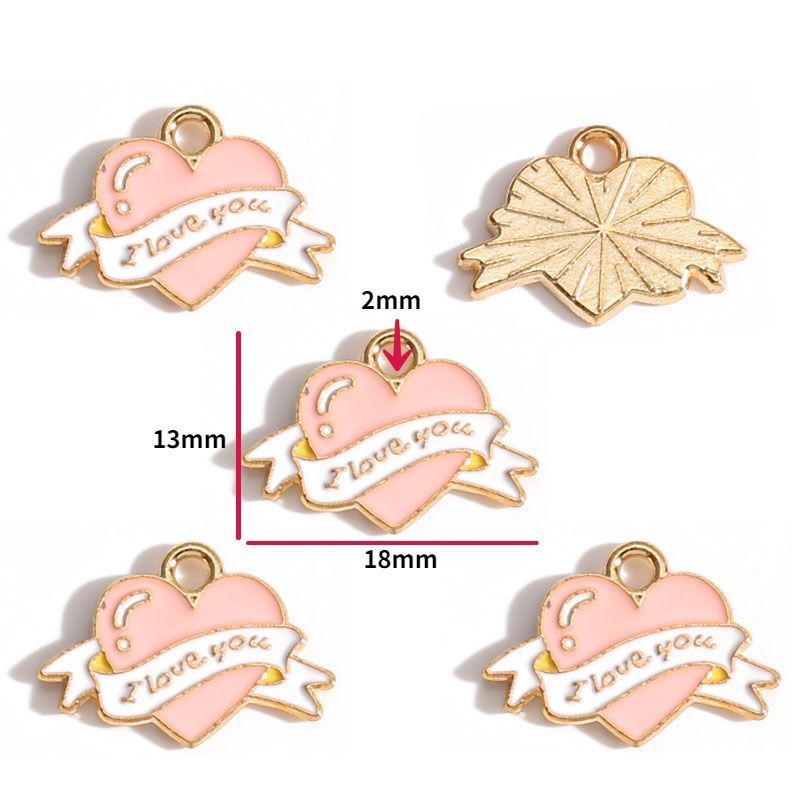 5PCS Pink Valentine's Day Collection Charm For Jewelry Making Findings