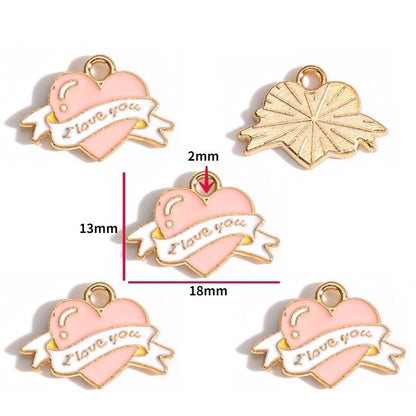 5PCS Pink Valentine's Day Collection Charm For Jewelry Making Findings