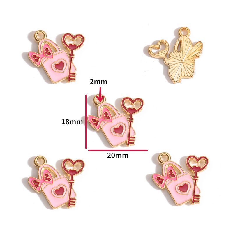 5PCS Pink Valentine's Day Collection Charm For Jewelry Making Findings