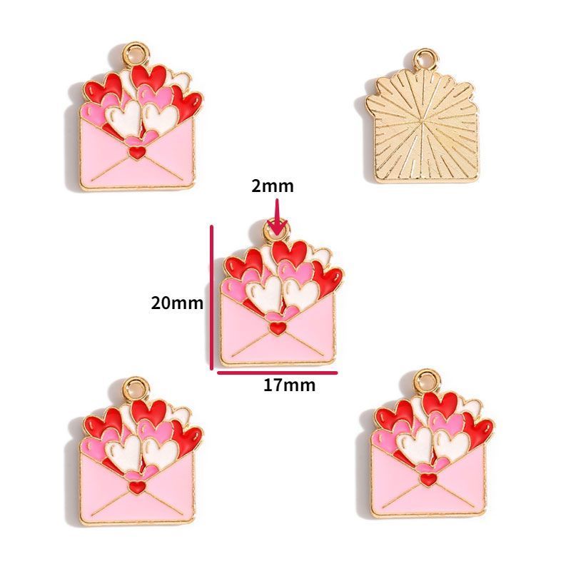 5PCS Pink Valentine's Day Collection Charm For Jewelry Making Findings