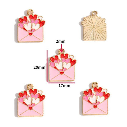 5PCS Pink Valentine's Day Collection Charm For Jewelry Making Findings