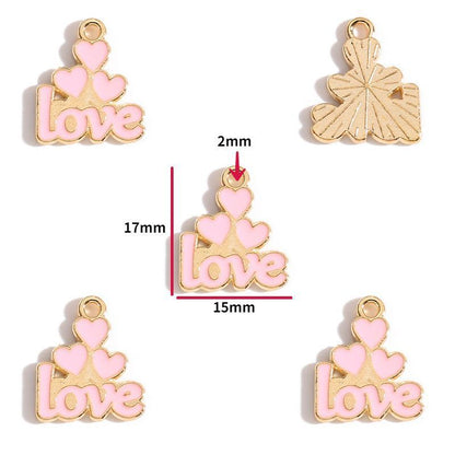 5PCS Pink Valentine's Day Collection Charm For Jewelry Making Findings