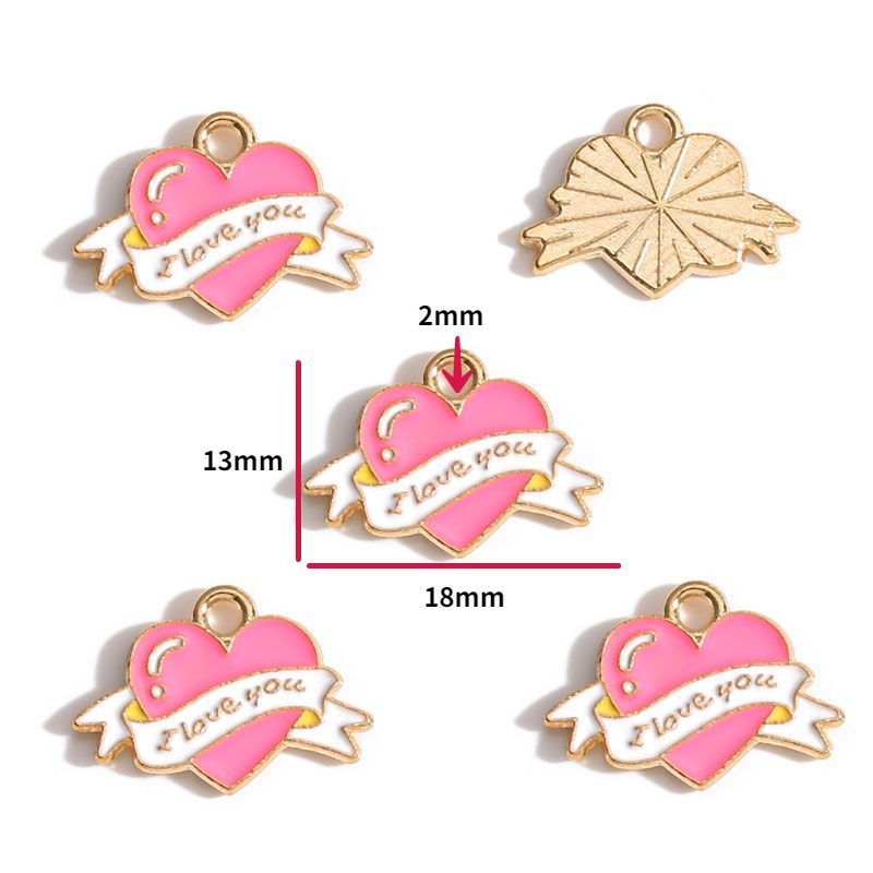 5PCS Pink Valentine's Day Collection Charm For Jewelry Making Findings