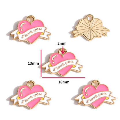 5PCS Pink Valentine's Day Collection Charm For Jewelry Making Findings