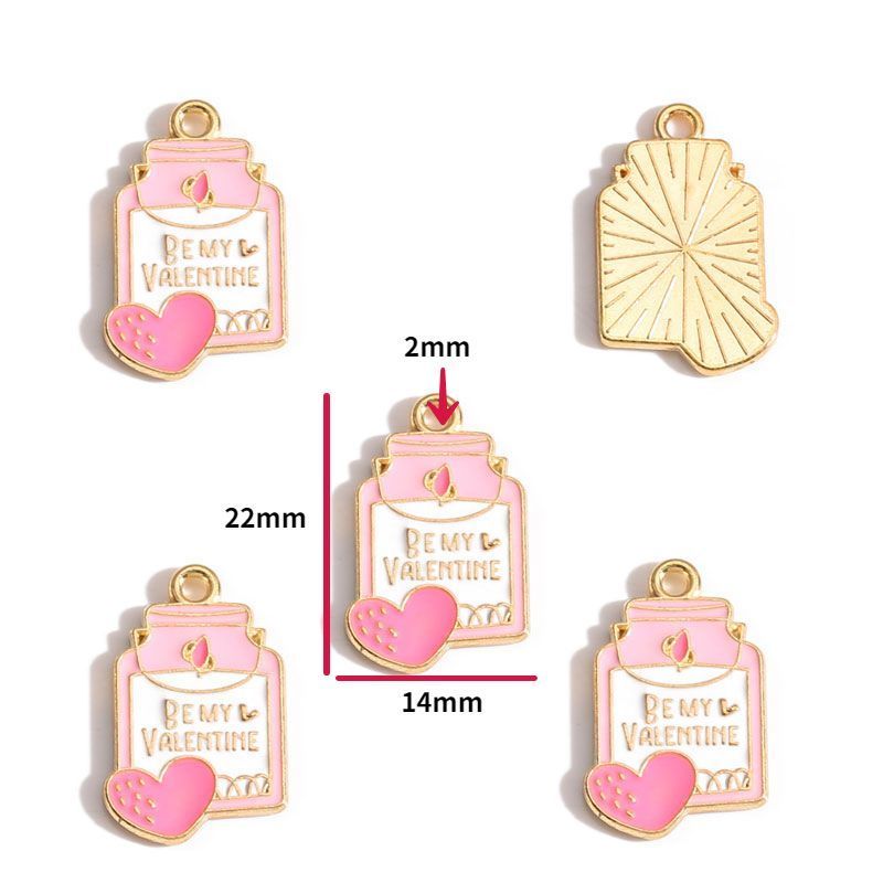5PCS Pink Valentine's Day Collection Charm For Jewelry Making Findings