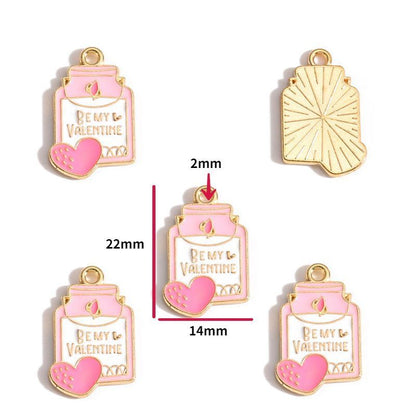 5PCS Pink Valentine's Day Collection Charm For Jewelry Making Findings