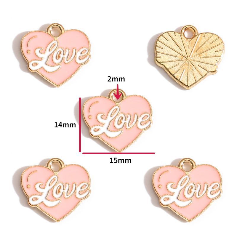 5PCS Pink Valentine's Day Collection Charm For Jewelry Making Findings