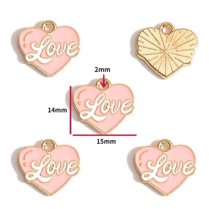 5PCS Pink Valentine's Day Collection Charm For Jewelry Making Findings