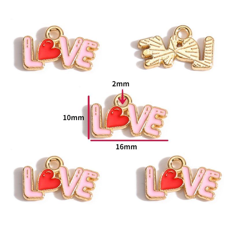 5PCS Pink Valentine's Day Collection Charm For Jewelry Making Findings