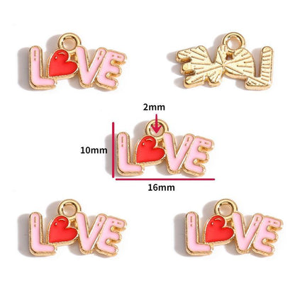 5PCS Pink Valentine's Day Collection Charm For Jewelry Making Findings