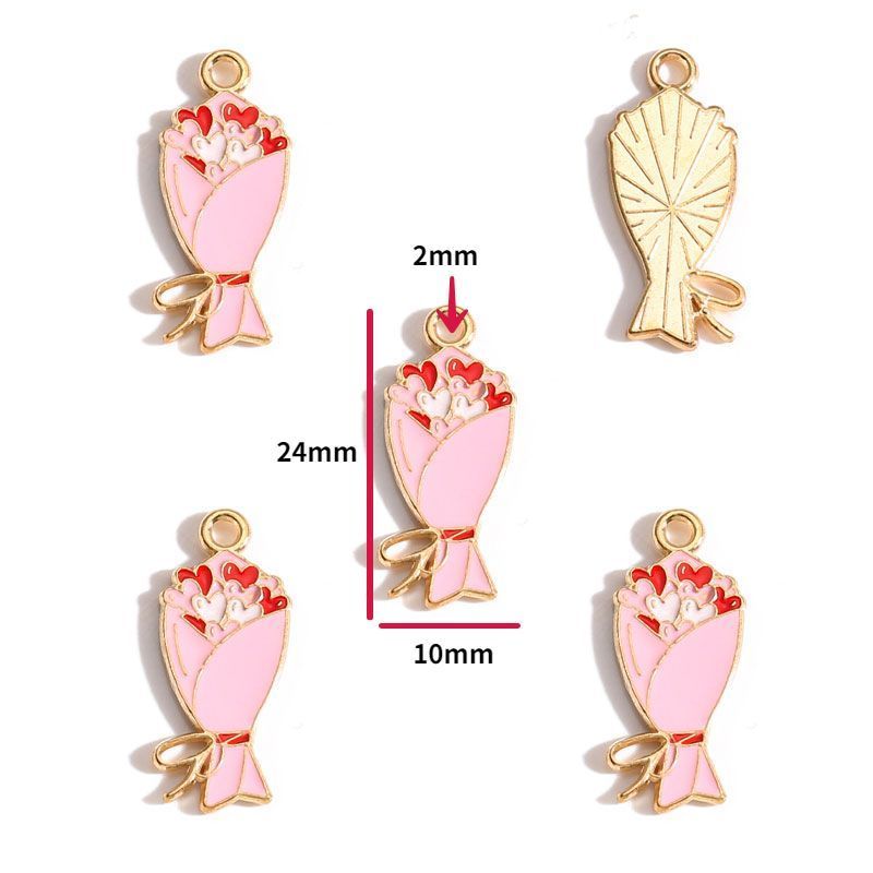 5PCS Pink Valentine's Day Collection Charm For Jewelry Making Findings