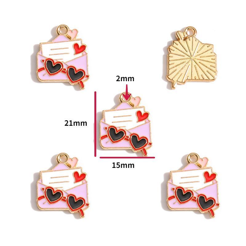 5PCS Pink Valentine's Day Collection Charm For Jewelry Making Findings