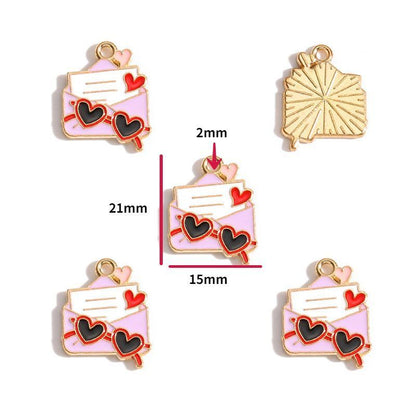 5PCS Pink Valentine's Day Collection Charm For Jewelry Making Findings