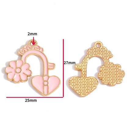 5PCS Pink Valentine's Day Collection Charm For Jewelry Making Findings