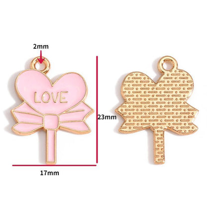 5PCS Pink Valentine's Day Collection Charm For Jewelry Making Findings