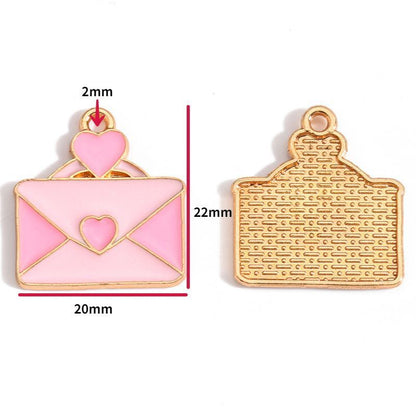 5PCS Pink Valentine's Day Collection Charm For Jewelry Making Findings