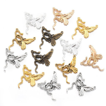 1PCS Gothic Snake & Butterfly Charm for Jewelry Making Findings 26x28mm