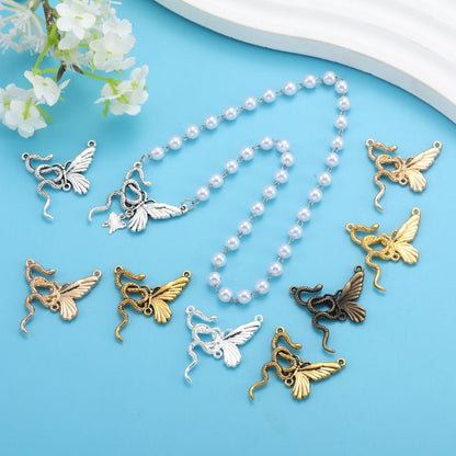 1PCS Gothic Snake & Butterfly Charm for Jewelry Making Findings 26x28mm