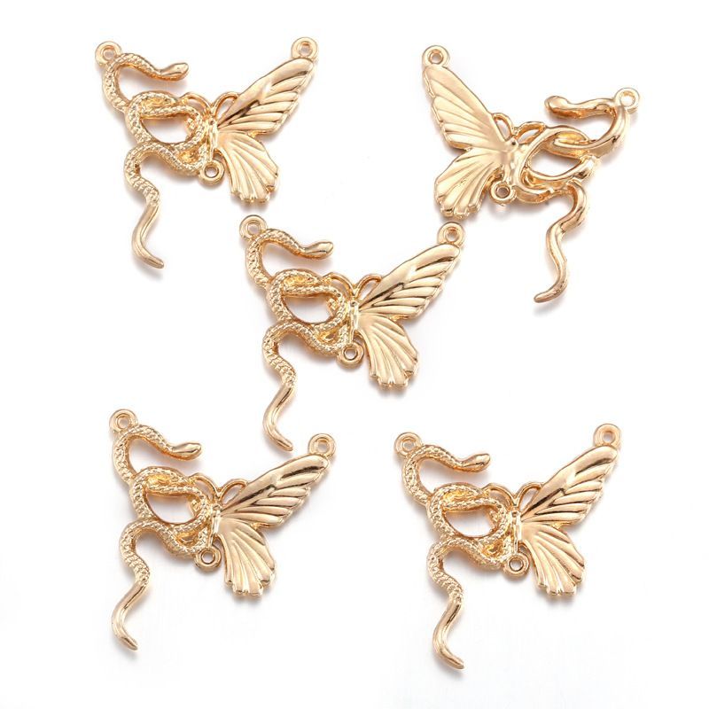 1PCS Gothic Snake & Butterfly Charm for Jewelry Making Findings 26x28mm